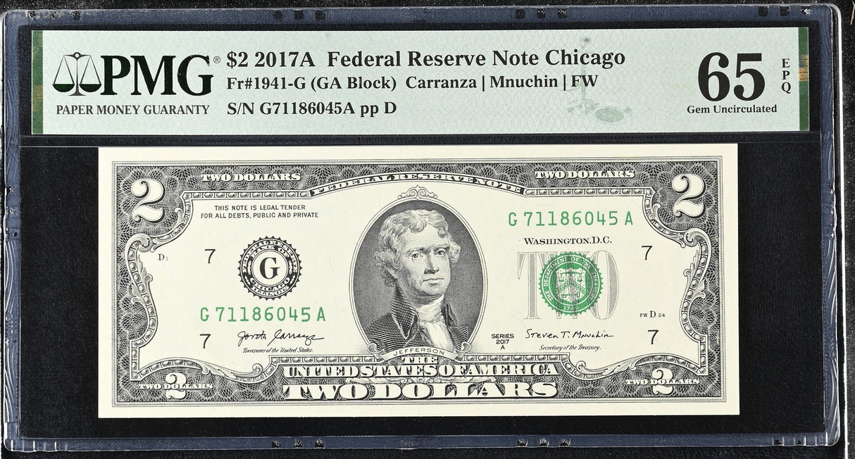 United States 2 Dollars USA 2017A P 545 G Chicago Gem UNC PMG 65 EPQ