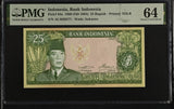 Indonesia 25 Rupiah 1960 ND 1964 P 84 a Choice UNC PMG 64