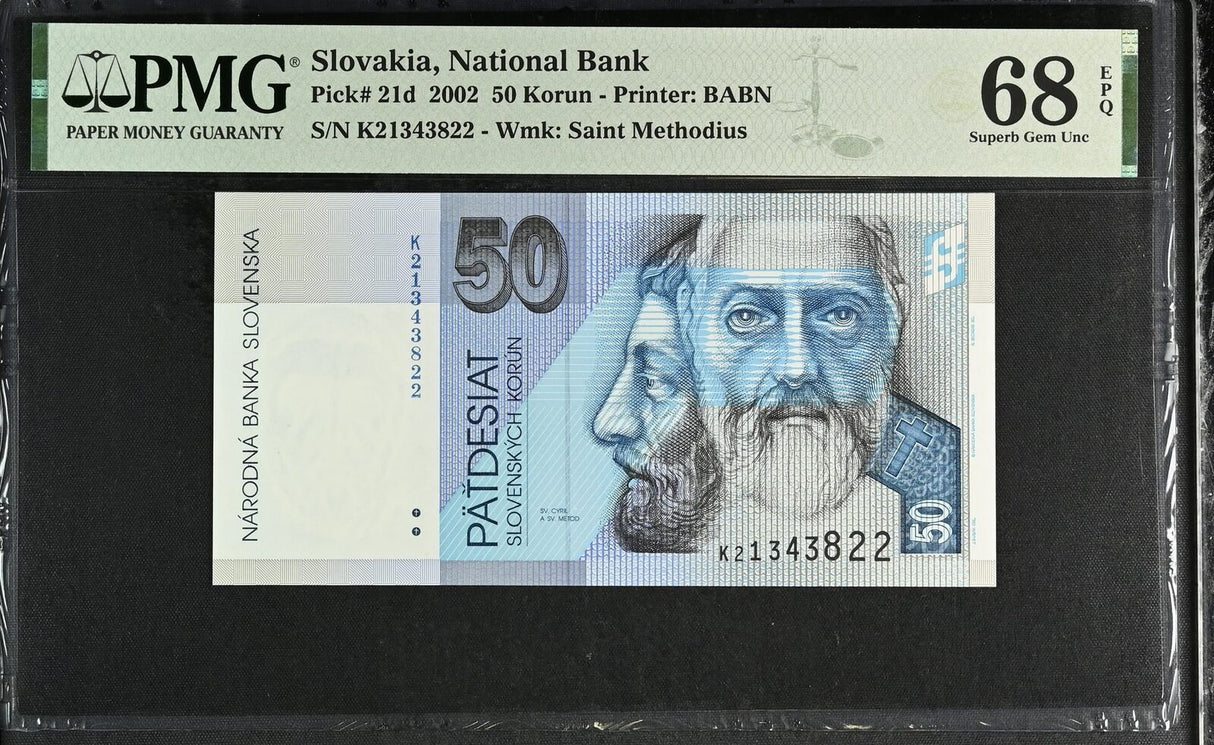 Slovakia 50 korun 2002 P 21 d Superb Gem UNC PMG 68 EPQ