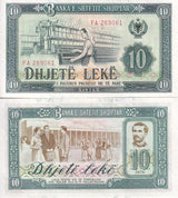 Albania 10 Leke 1976 P 43 a UNC , portrait of Naim Frasheri, W/ Color Printing