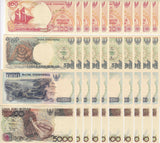 Indonesia Set 4 x Lot 10 =40 UNC 100 500 1000 5000 Rupiah Ramdom Year P 127- 130