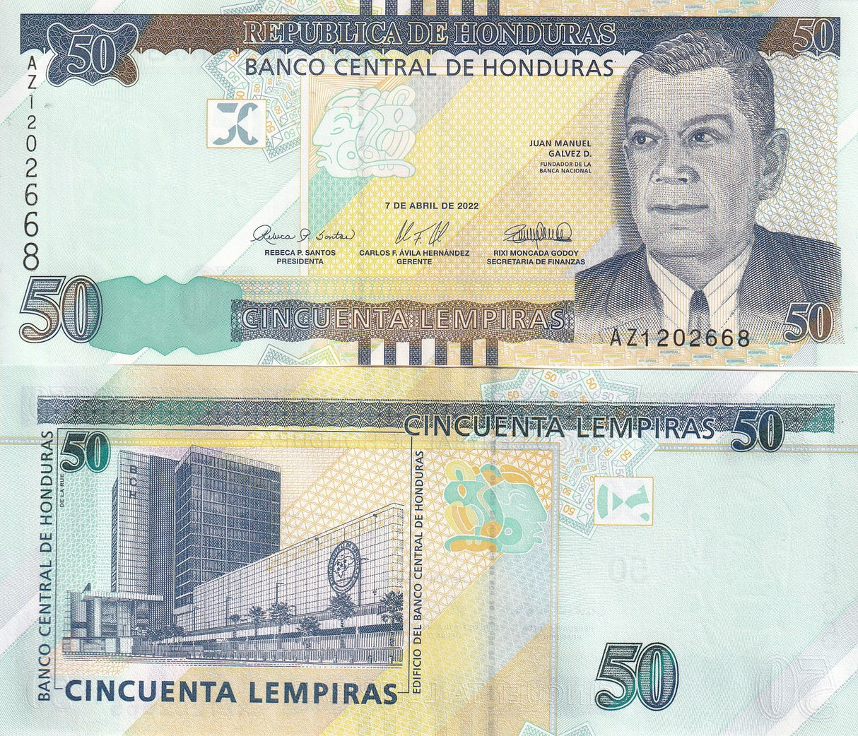 Honduras 50 Lempiras 2022 P 104 UNC