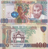 Gambia 100 Dalasis ND 2013 P 29 c UNC , Senegal parrot, Arch 22, Banjul