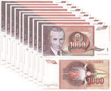 Yugoslavia 1000 Dinara 1990 P 107 UNC LOT 10 PCS ,Nikola Tesla ,High frequency