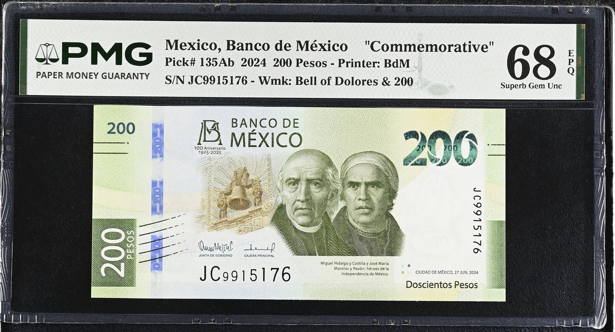 Mexico 200 Pesos 2024 P 135Ab Commemorative Superb Gem UNC PMG 68 EPQ TOP POP