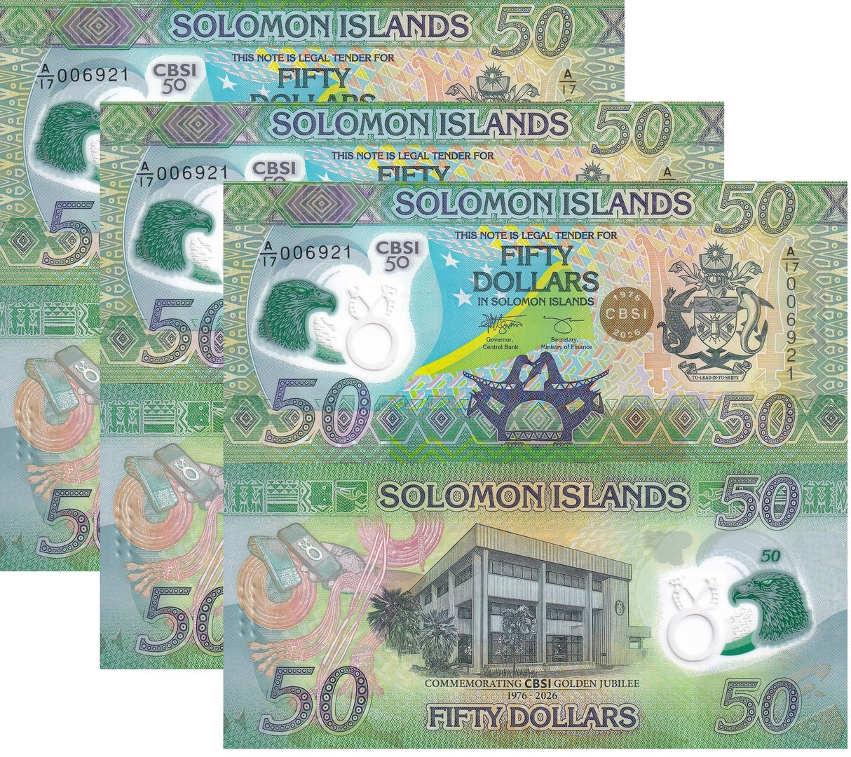 Solomon Islands 50 Dollars 2026 P New POLYMER Commemorative Jubilee LOT 3 UNC