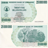 Zimbabwe 25 Million Dollars 2008 P 56 UNC