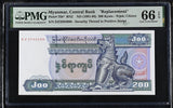 Myanmar 200 Kyats ND 1991-1998 P 75 b* Replacement Big Note Gem UNC PMG 66 EPQ