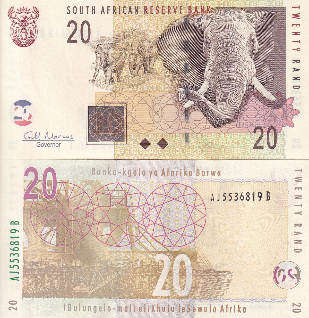 South Africa 20 Rands ND 2009 P 129 b Elephant UNC