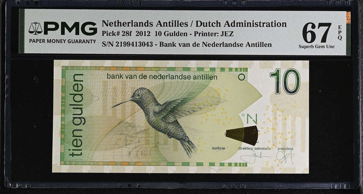 Netherlands Antilles 10 Gulden 2012 P 28 f Superb Gem UNC PMG 67 EPQ