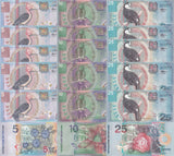 Suriname SET 3 X 5 SETS = 15 UNC 5 10 25 Gulden 2000 P 146 147 148 Birds
