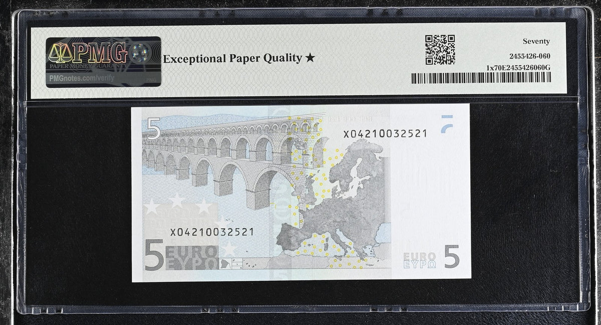 Euro 5 Euro Germany 2002 P 1 x Superb Gem UNC PMG 70 EPQ Extra Star TOP POP