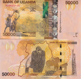 Uganda 50000 Shillings 2015 P 54 UNC Stride Commonwealth monument Gorillas
