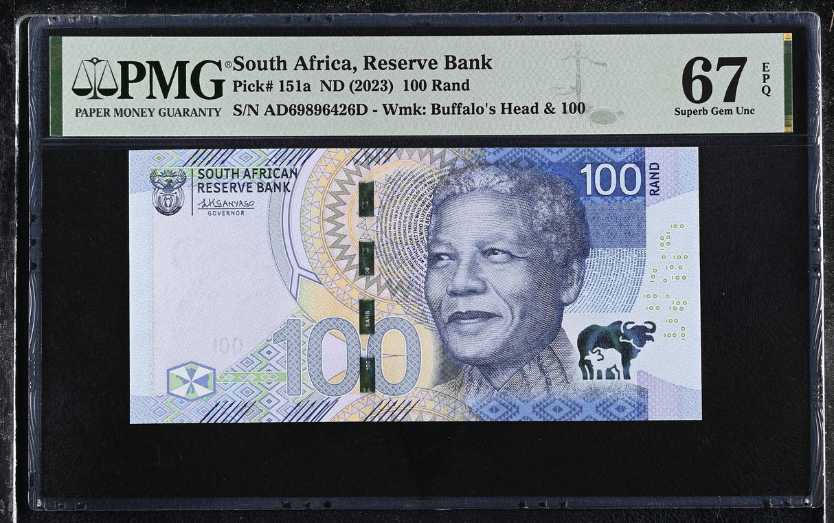 South Africa 100 Rand ND 2023 P 151 a Superb Gem UNC PMG 67 EPQ