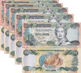 Bahamas 1/2 Dollars 2001 P 68 UNC Lot 5 PCS