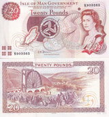 Isle of Man 20 Pounds ND 2013 P 49 UNC , QEII , Laxey wheel , TDLR