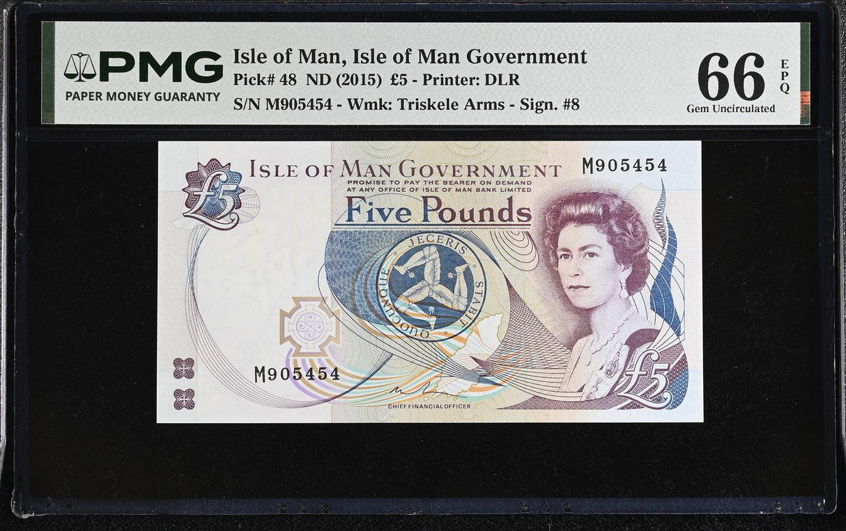 Isle of Man 5 Pounds ND 2015 P 48 Gem UNC PMG 66 EPQ