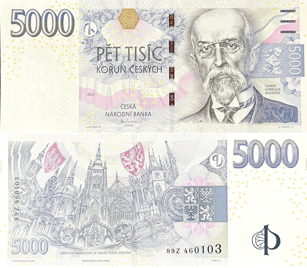 Czech Republic 5000 Korun 2023 P 27 UNC Printer STC-P Prague