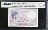 France 5 Francs 1940 P 83 Gem UNC PMG 66 EPQ