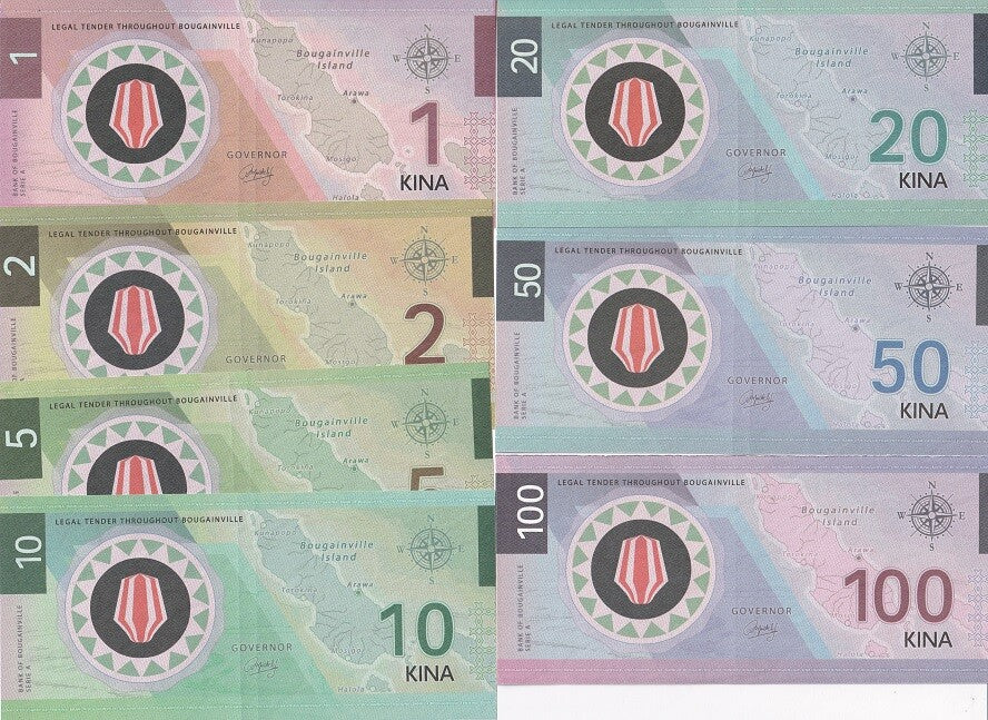Bougainville Set 7 1-100 Kina 2016 Scientist Pythagoras Einstein Fantasy NHB
