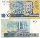 Brazil 100 Cruzados ND 1986-1988 P 211 UNC ,Juscelino Kubitschek
