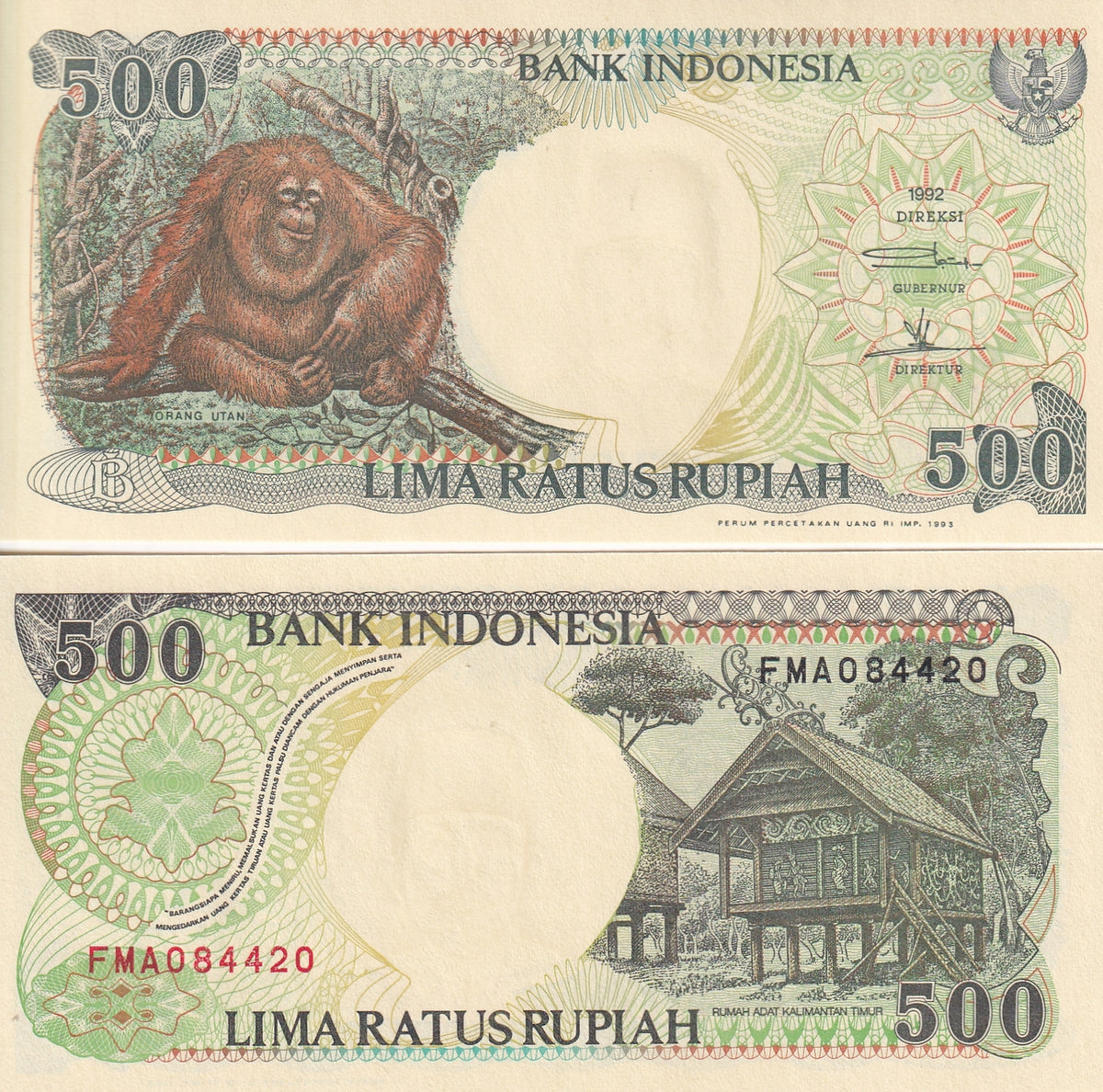 Indonesia 500 Rupiah 1992/Mixed Years P 128 Monkey UNC