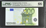 Euro 100 Euro Germany 2002 P 18 x Gem UNC PMG 66 EPQ ,Graded Note ,PNB