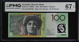 Australia 100 Dollars 2014 P 61 e Superb Gem UNC PMG 67 EPQ