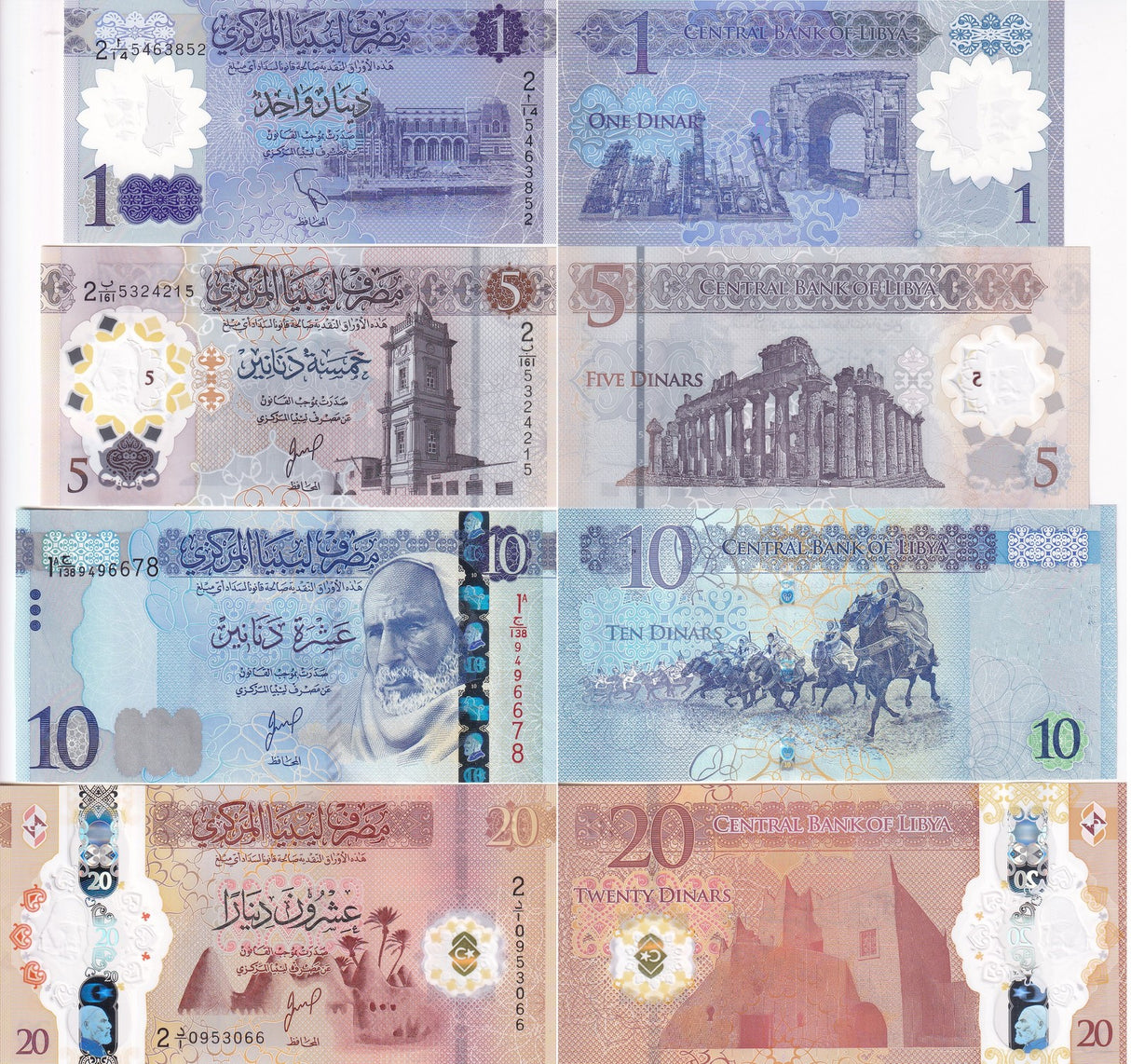 Libya Set 4 Pcs 1 5 10 20 Dinar 2019 2025 P 85 P NEW Polymer UNC