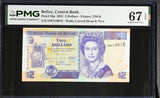 Belize 2 Dollars 2021 P 66 g Superb Gem UNC PMG 67 EPQ