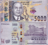 Malawi 5000 Kwacha 2026 P 71 Mzuzu Dr. Hastings Kamuzu Banda UNC