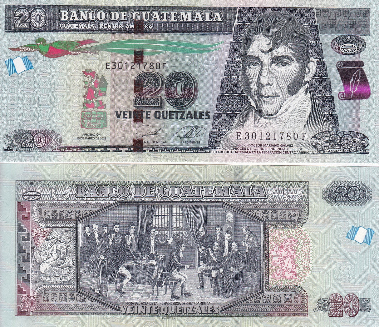 Guatemala 20 Quetzales 2023 P 123 UNC