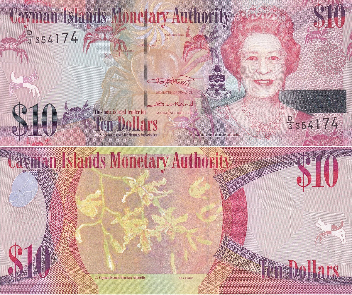 Cayman Islands 10 Dollars 2010 P 40 Prefix D/3 UNC ,Printer TDLR