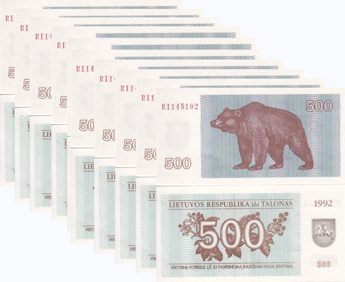 Lithuania 500 Talonas 1992 P 44 LOT 10 UNC