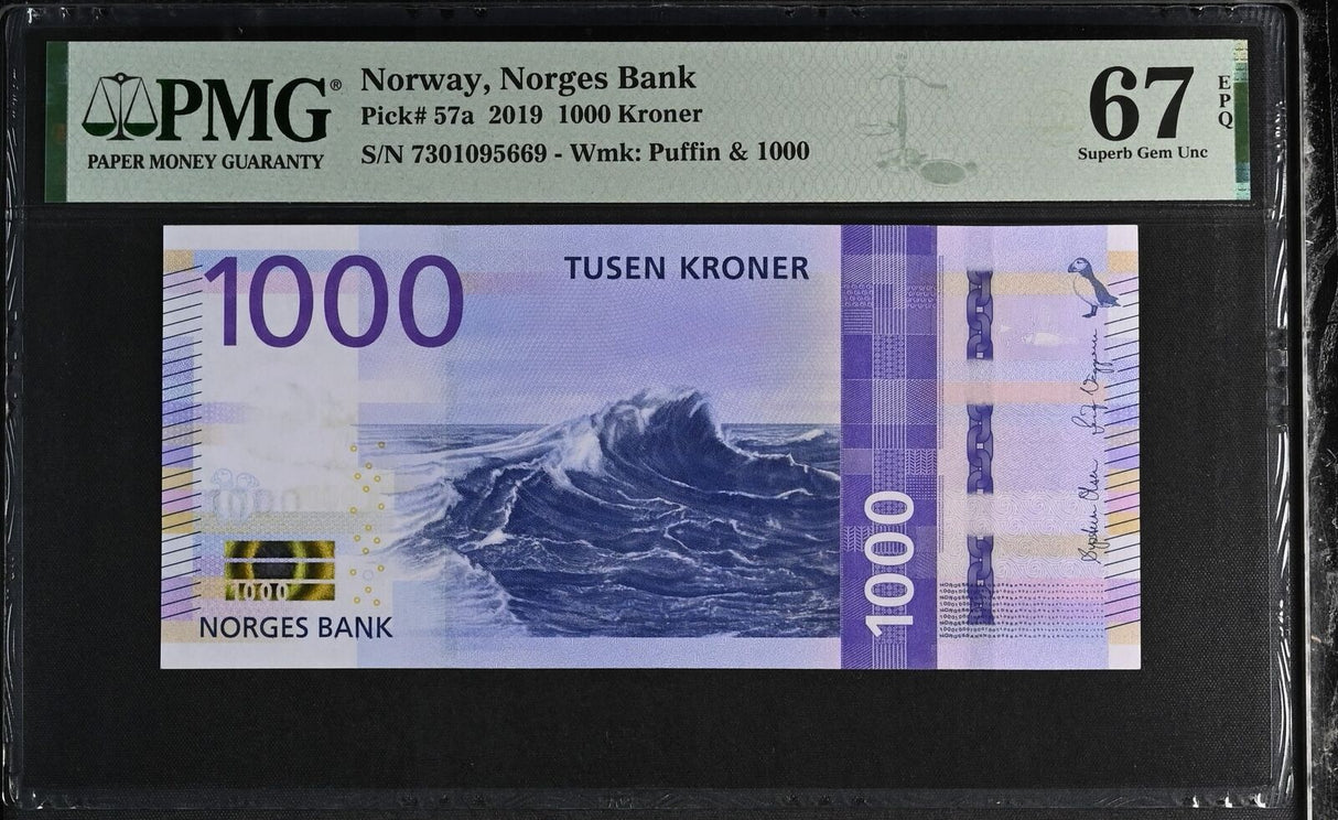 Norway 1000 Kroner 2019 P 57 a Superb Gem UNC PMG 67 EPQ