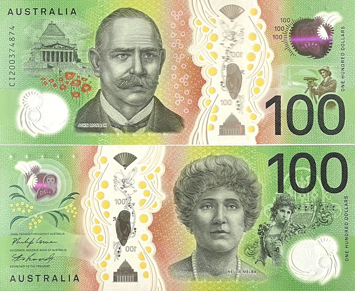 Australia 100 Dollars 2020 P 66 Polymer UNC, Dame Nellie Melba, Sir John Monash