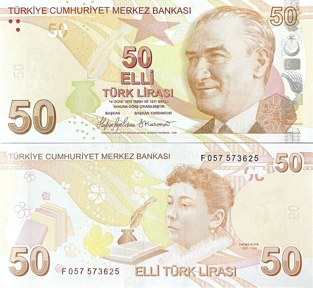 Turkey 50 Lira 2009/2024 P 225 Mixed Prefix UNC