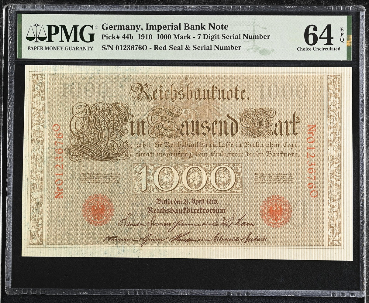 Germany 1000 Mark 1910 P 44 b Choice UNC PMG 64 EPQ