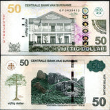 Suriname 50 Dollars 2010 P 165 UNC Kapok tree, Kasi Kasima rock