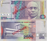 Cape Verde 2500 Escudos 1989 P 61 S SPECIMEN UNC ,National People's Assembly