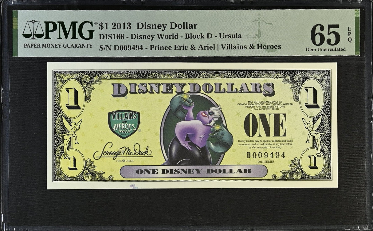 USA Disney 1 Dollar 2013 DIS 166 Prince Eric & Ariel Gem UNC PMG 65 EPQ