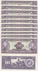 Venezuela 10 Bolivares 1995 P 61 d UNC LOT 10 PCS