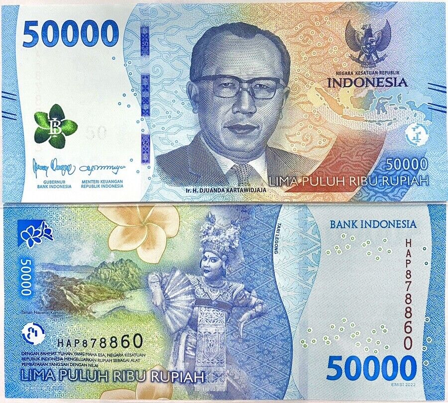 Indonesia 50000 Rupiah 2022 P 167 UNC