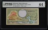 Indonesia 25 Rupiah 1959 P 67 Choice UNC PMG 64, Printer TDLR