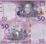 Lesotho 50 Maloti 2024 2025 P New Hybrid UNC ,Horsemen , Arms