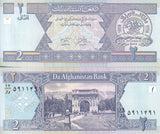 Afghanistan 2 Afghanis 2002 P 65 UNC, Royal Gardens and Victory Arch