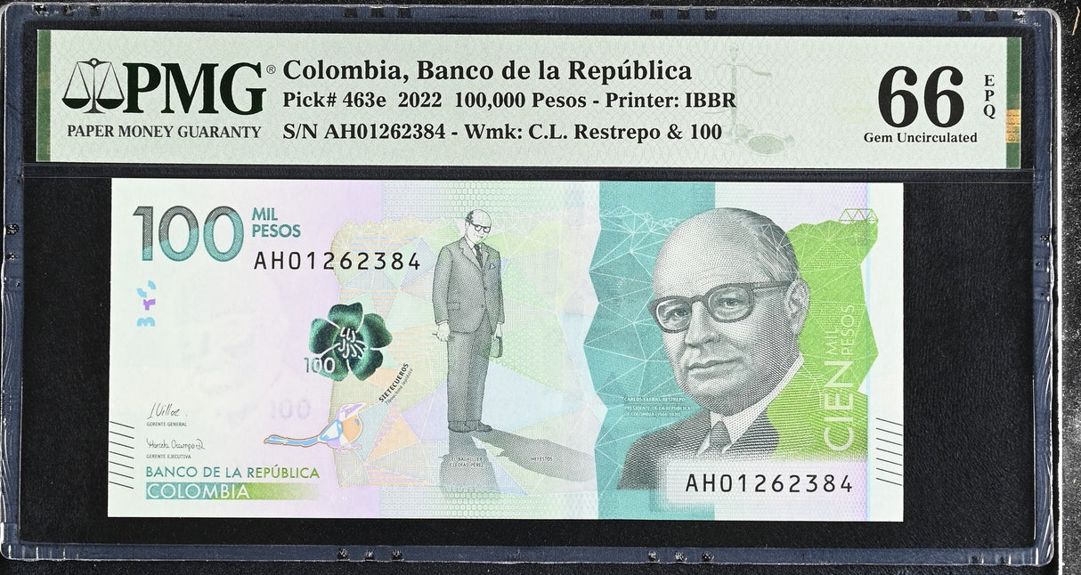 Colombia 100000 Pesos 2022 P 463 e Gem UNC PMG 66 EPQ