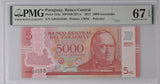 Paraguay 5000 Guaranies 2011 P 234 a Polymer Superb Gem UNC PMG 67 EPQ