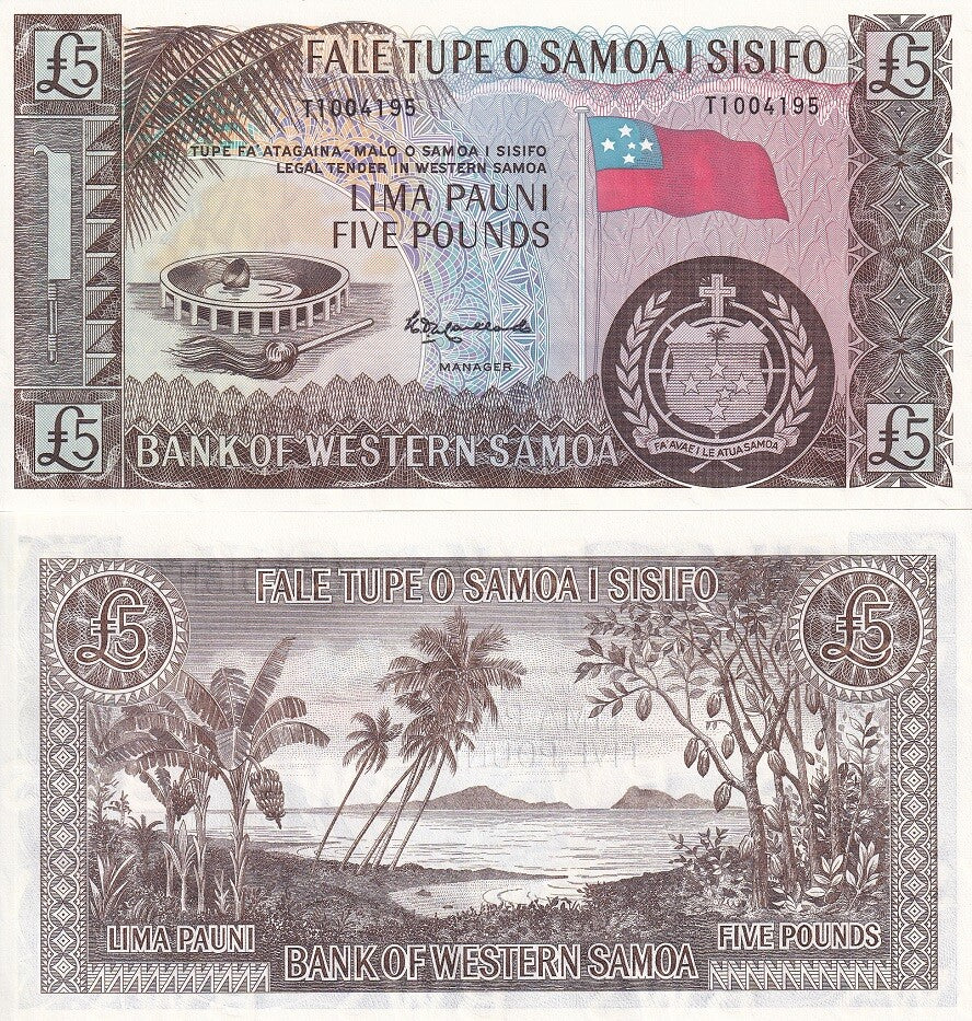 Western Samoa 5 Pounds ND 1963/2020 P 15CS UNC LOT 10 PCS