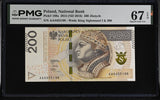 Poland 200 Zlotych 2015 ND 2016 AA Prefix P 189 a Superb Gem UNC PMG 67 EPQ